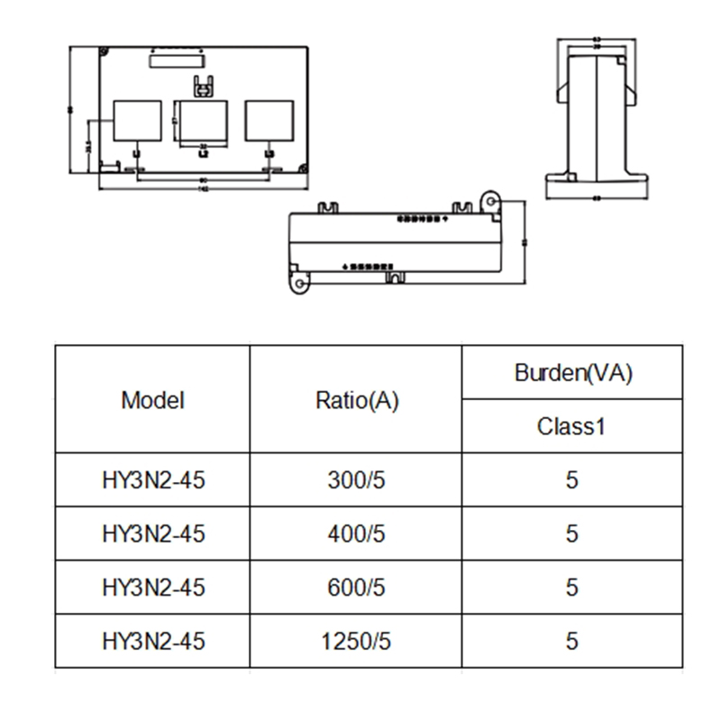 HY3N2-45 three-phase closed-type current transformers with crystal connector-heyi HY3N2-45 three-phase closed-type current transformers with crystal connector-heyi