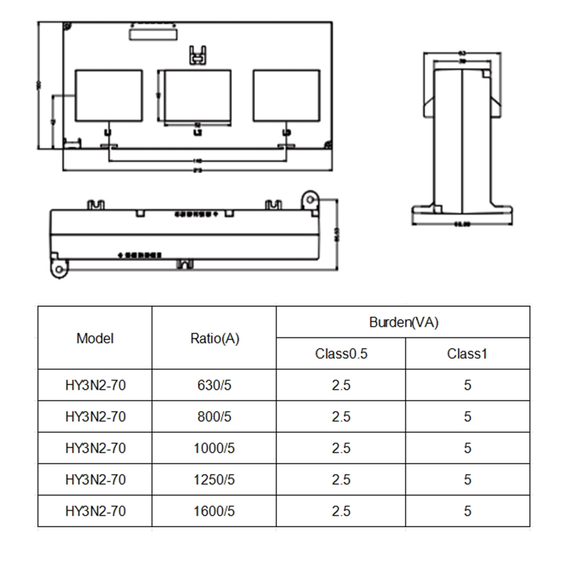 HY3N2-70 three-phase closed-type current transformers with crystal connector-heyi HY3N2-70 three-phase closed-type current transformers with crystal connector-heyi