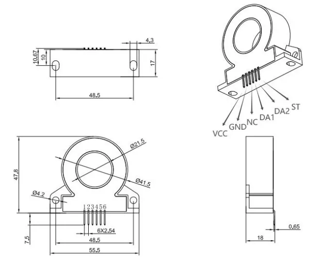 RDC HYCA-21-P Residual Current Sensor-heyi